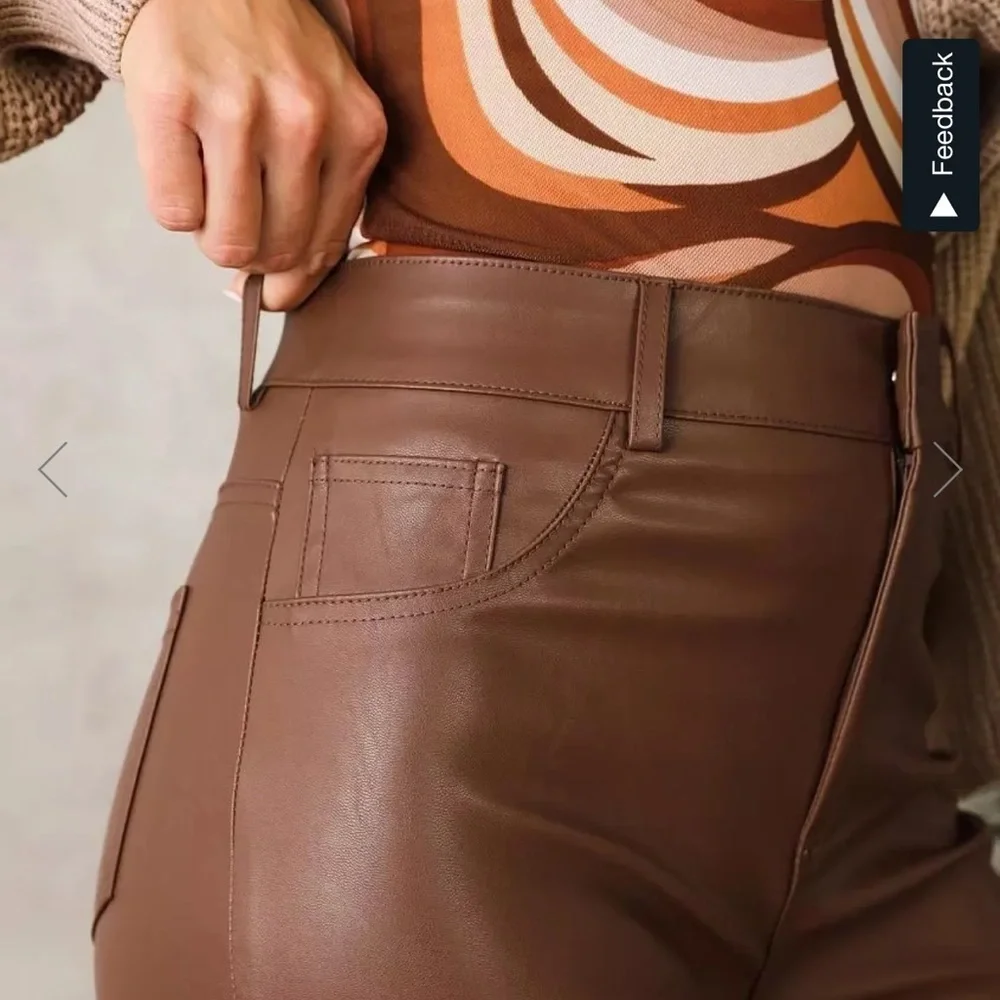 Tan super high waist perfect fit vegan leather pants